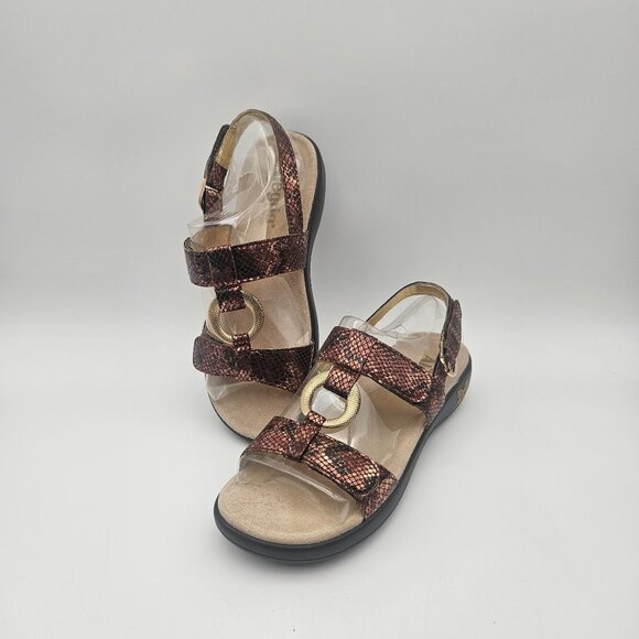 Alegria Julie Riches Bronze Snake Print Slingback Sandal Womens EU 40/US 9.5 NEW - Picture 1 of 8